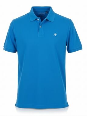 Aeropostale Large Bright Light Blue Cotton Polo with White Logo Y2K